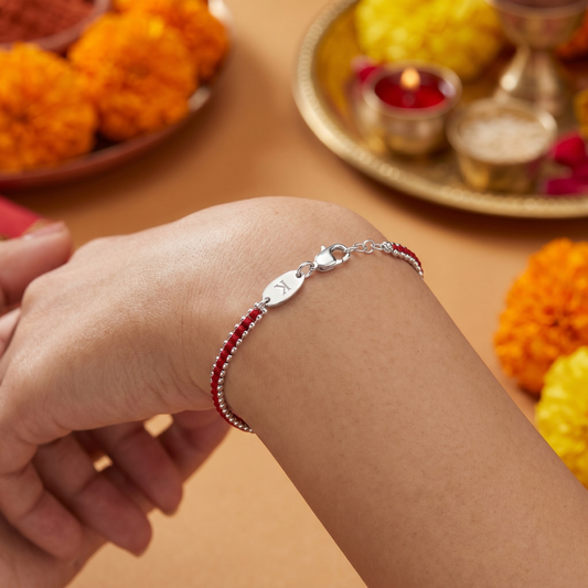 Silver Red Thread Bracelet