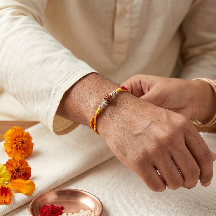 Rudraksha Silver Bead Rakhi