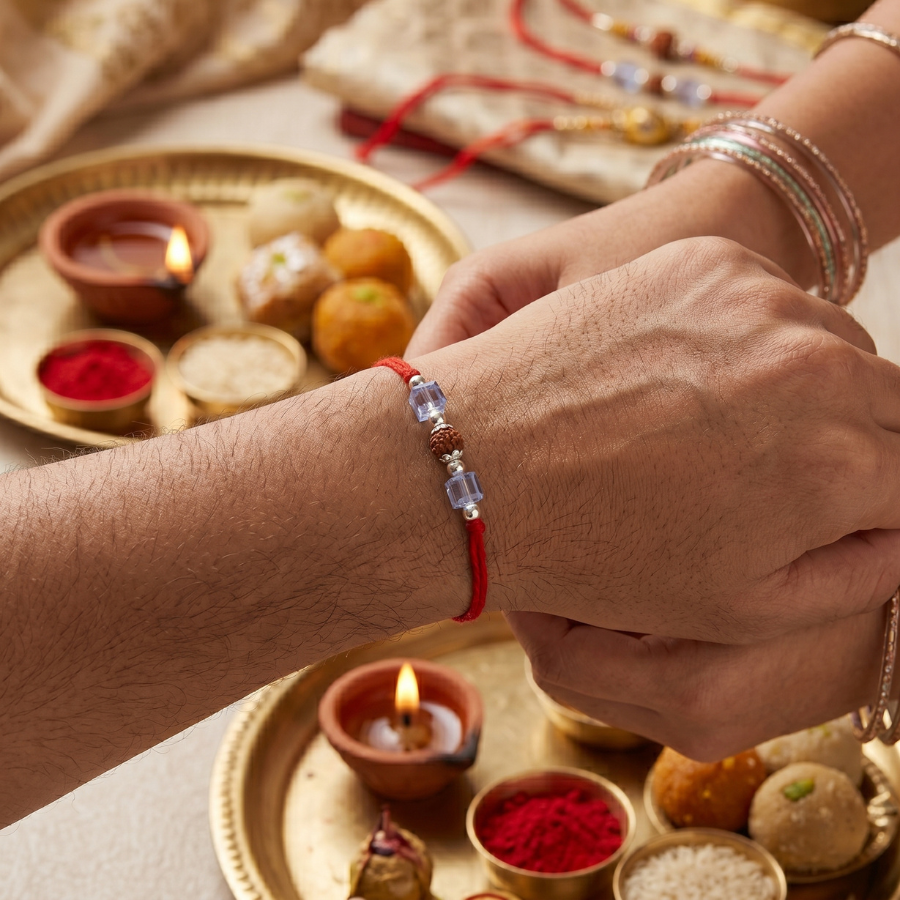 Sky Crystal Rudraksha Rakhi
