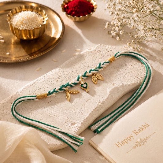 Emerald Heart Charm Rakhi