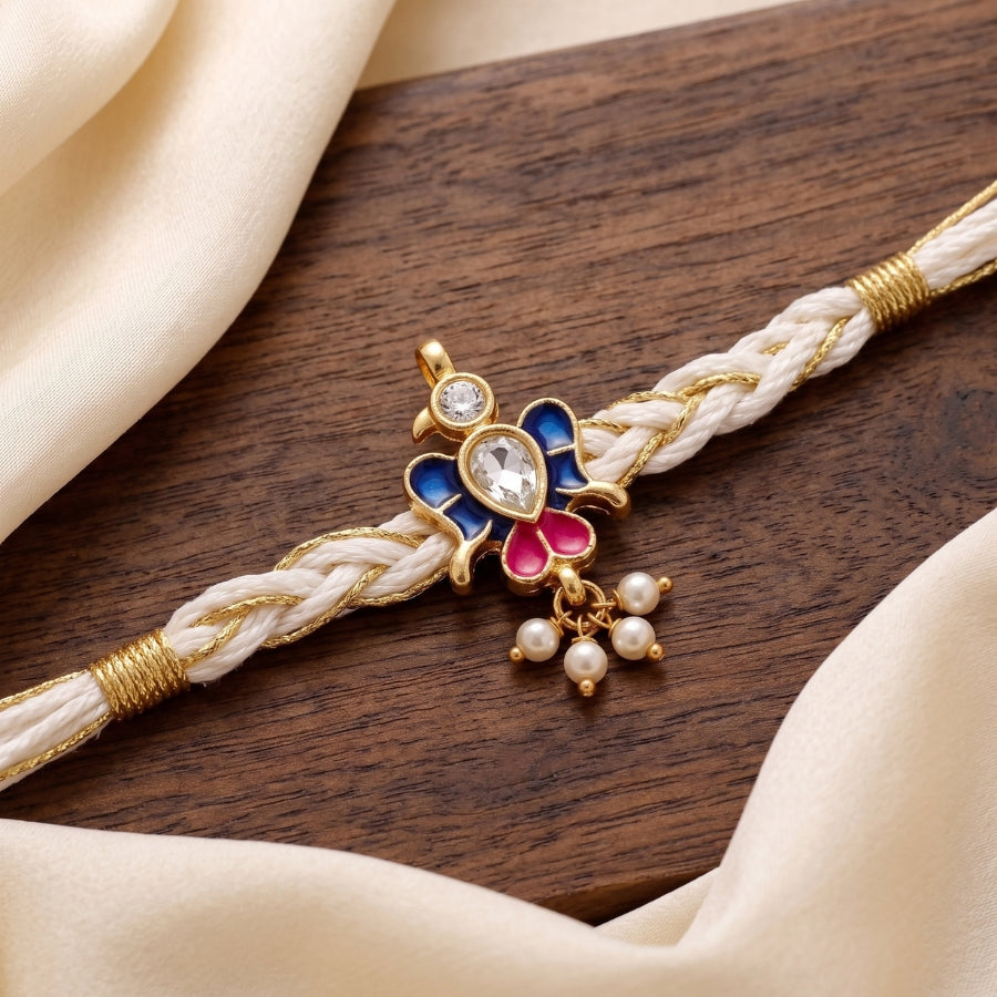 Crystal Butterfly Pearl Rakhi