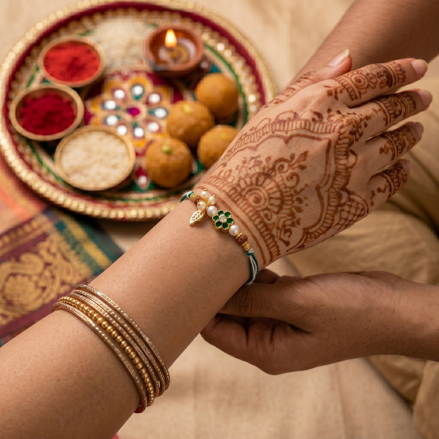 Emerald Garden Charm Rakhi