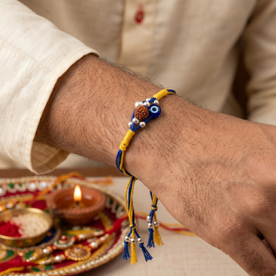Evil Eye Rudraksha Pearl Rakhi
