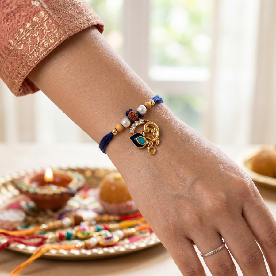 Peacock Rudraksha Rakhi