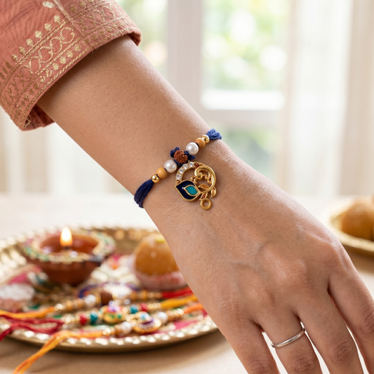 Peacock Rudraksha Rakhi