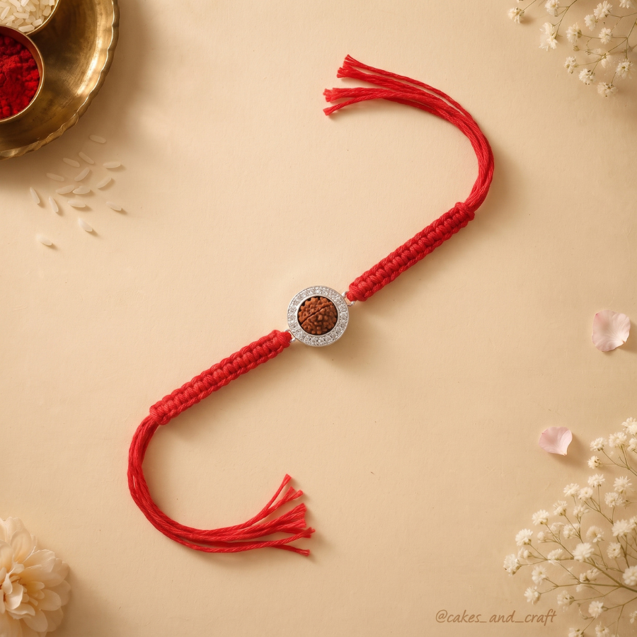 925 Silver Rudraksha Halo Rakhi