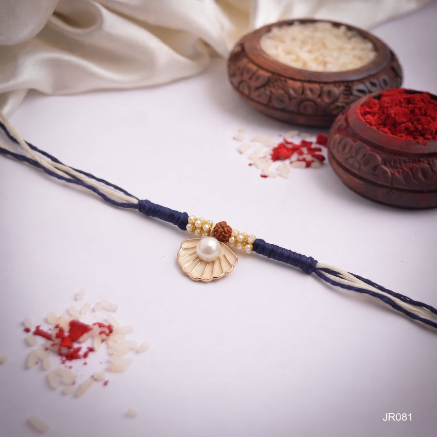 Pearl Seashell Rudraksha Rakhi