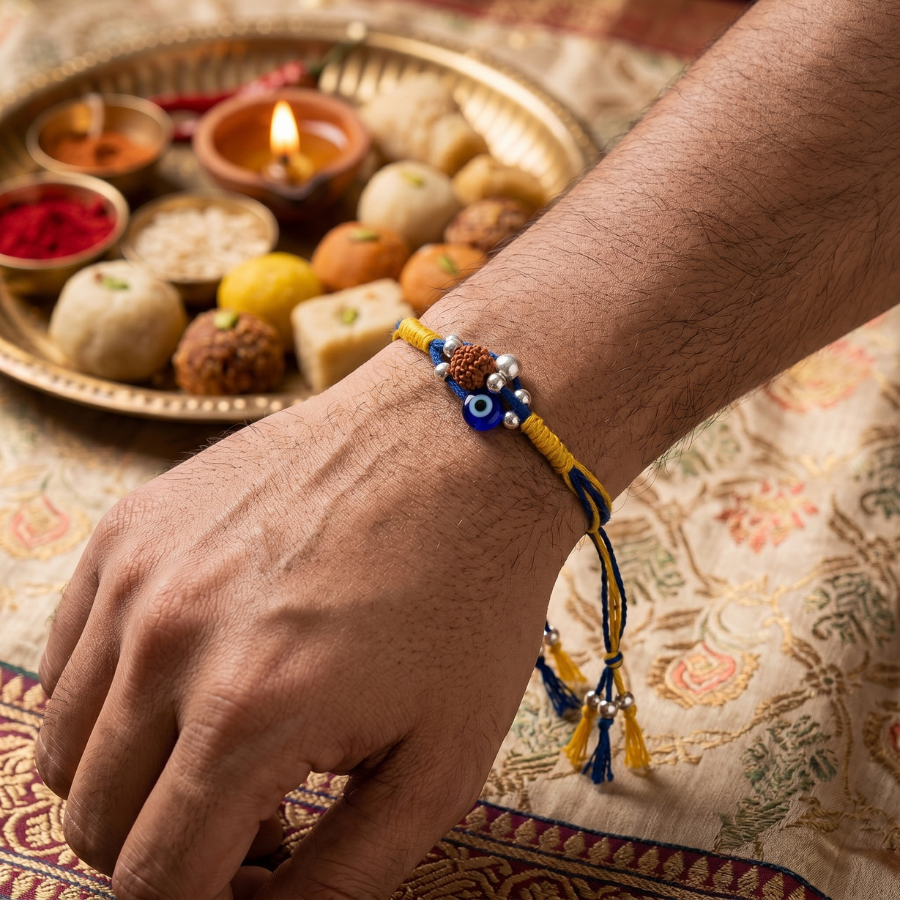 Evil Eye Rudraksha Pearl Rakhi