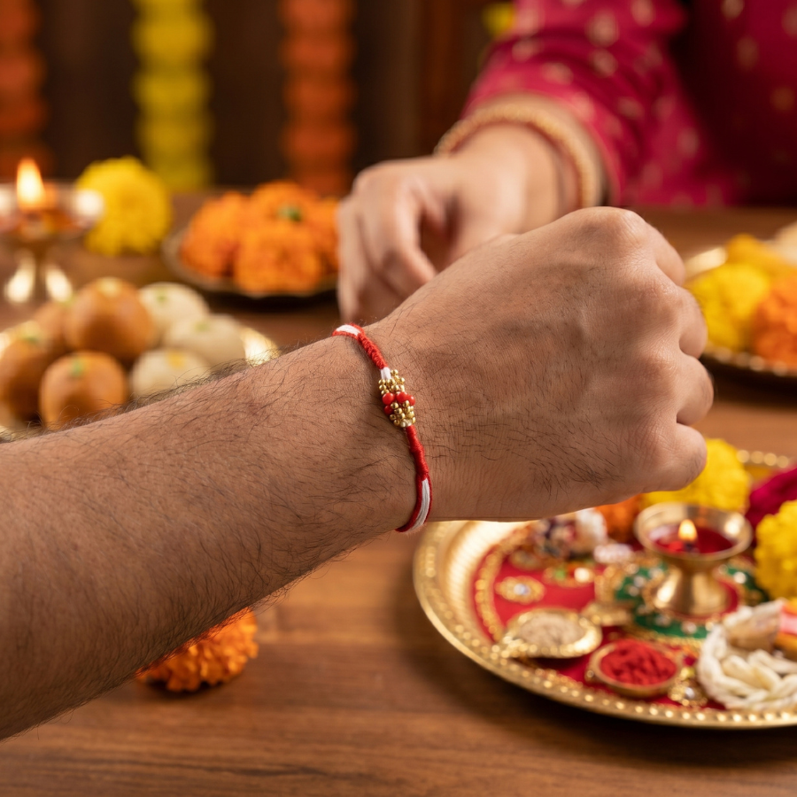 Traditional Red Bead Rakhi