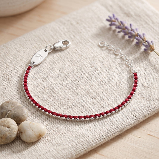Silver Red Thread Bracelet