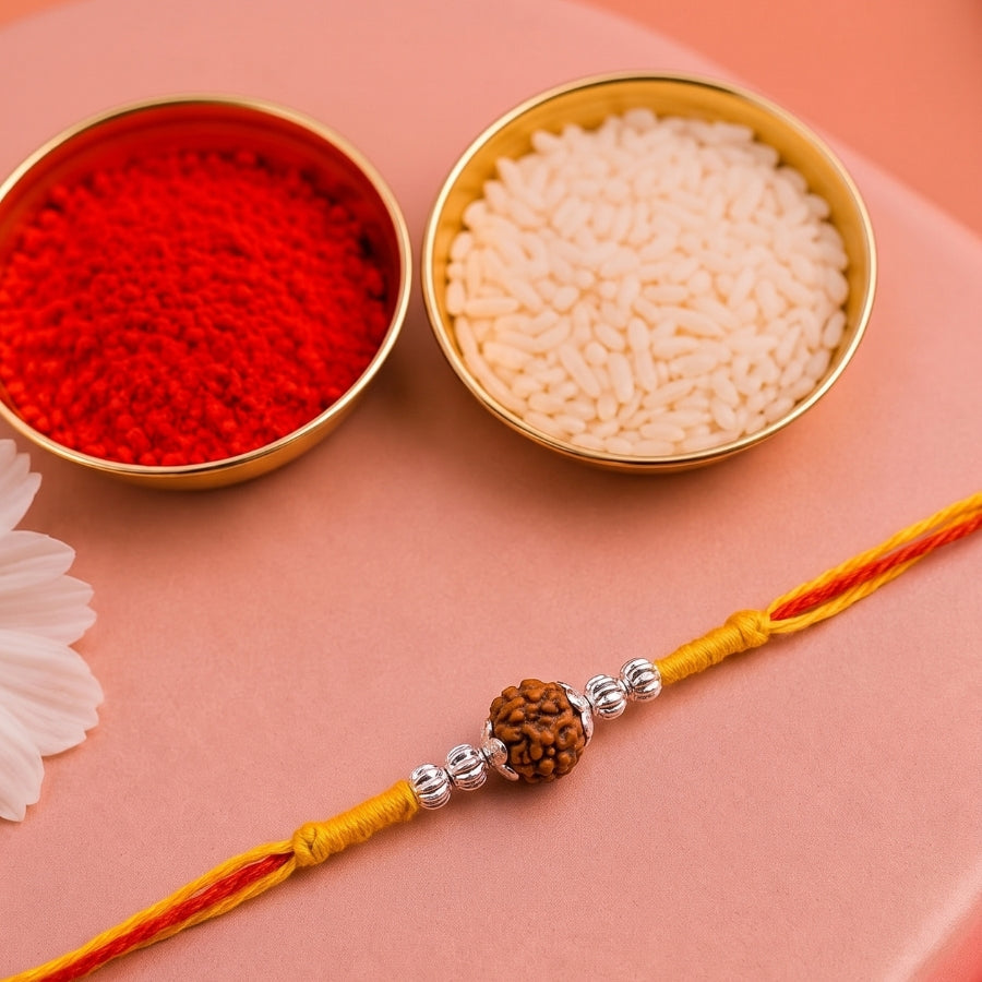 925 Silver Rudraksha Bead Rakhi
