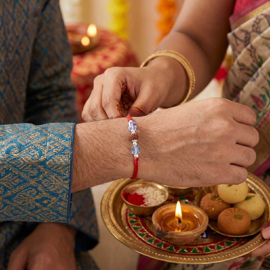Sky Crystal Rudraksha Rakhi