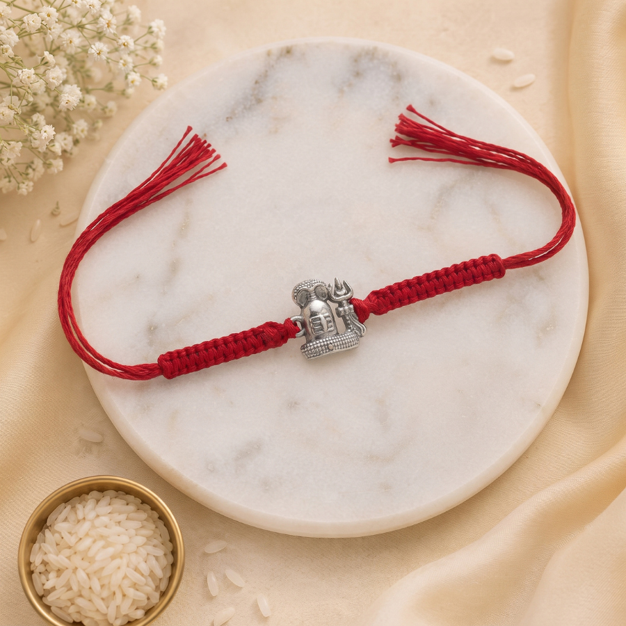 925 Silver Shivling & Trishul Rakhi