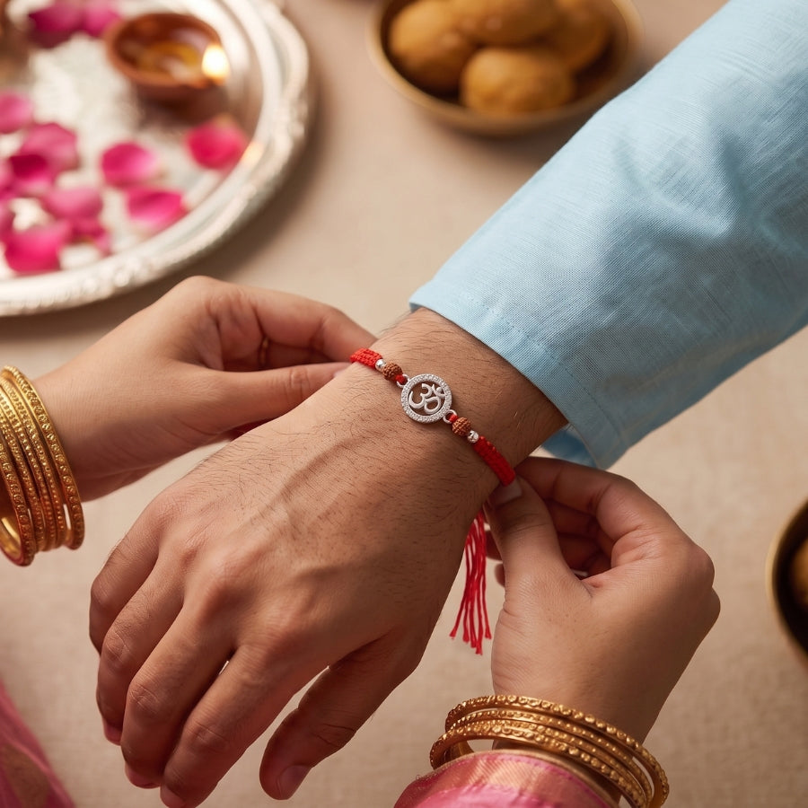 925 Silver Om Aura Rudraksha Rakhi