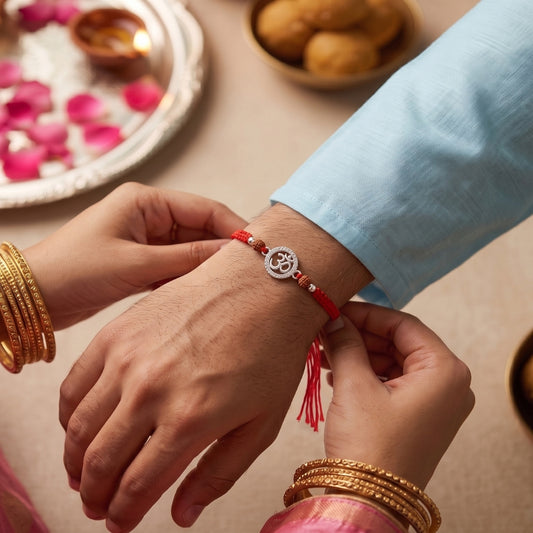 925 Silver Om Aura Rudraksha Rakhi
