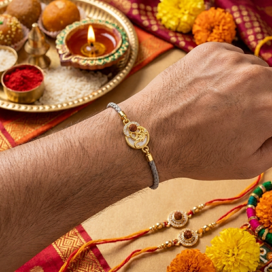 Rudraksha Om Bracelet Rakhi