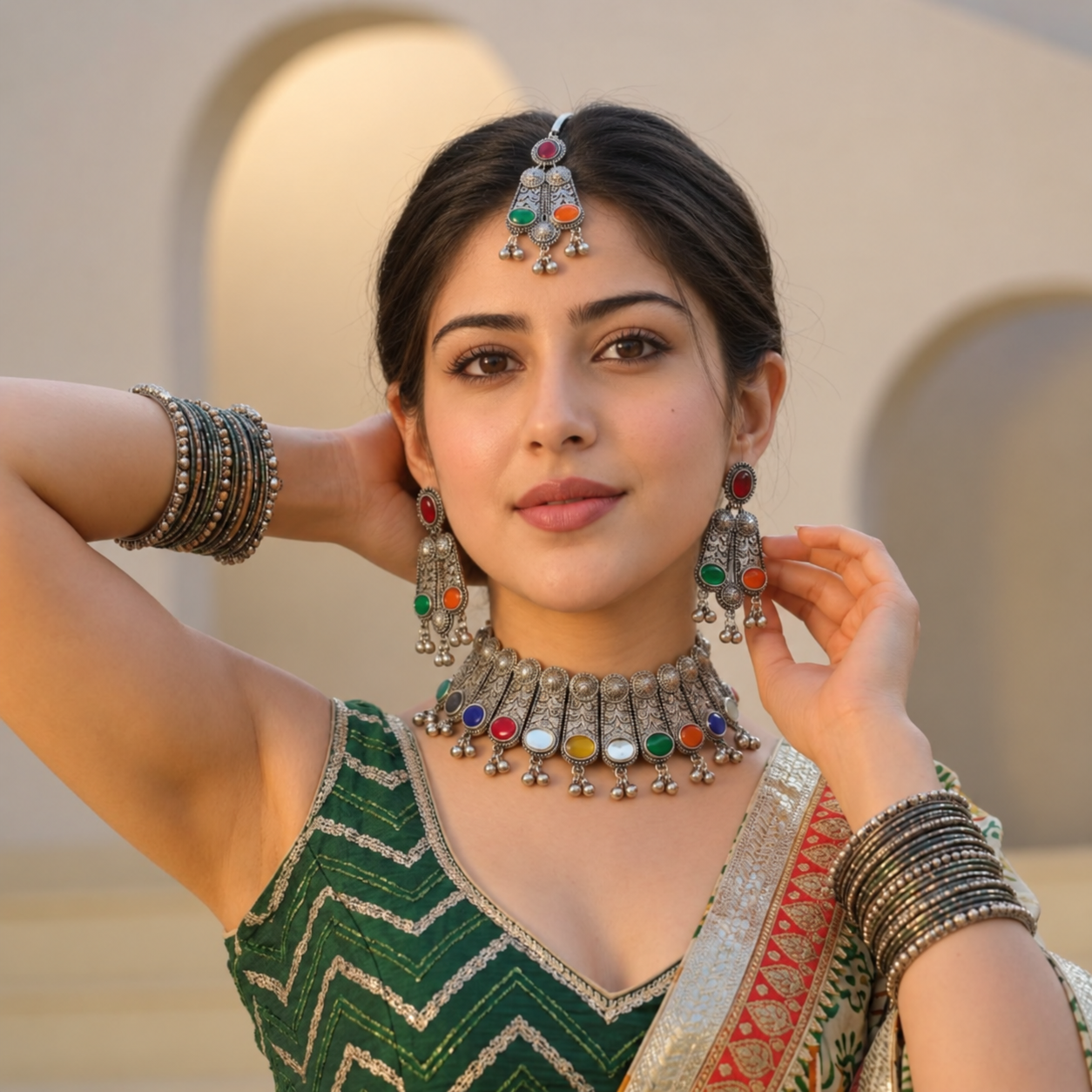 Navrang Ghughri Oxidised Choker Set