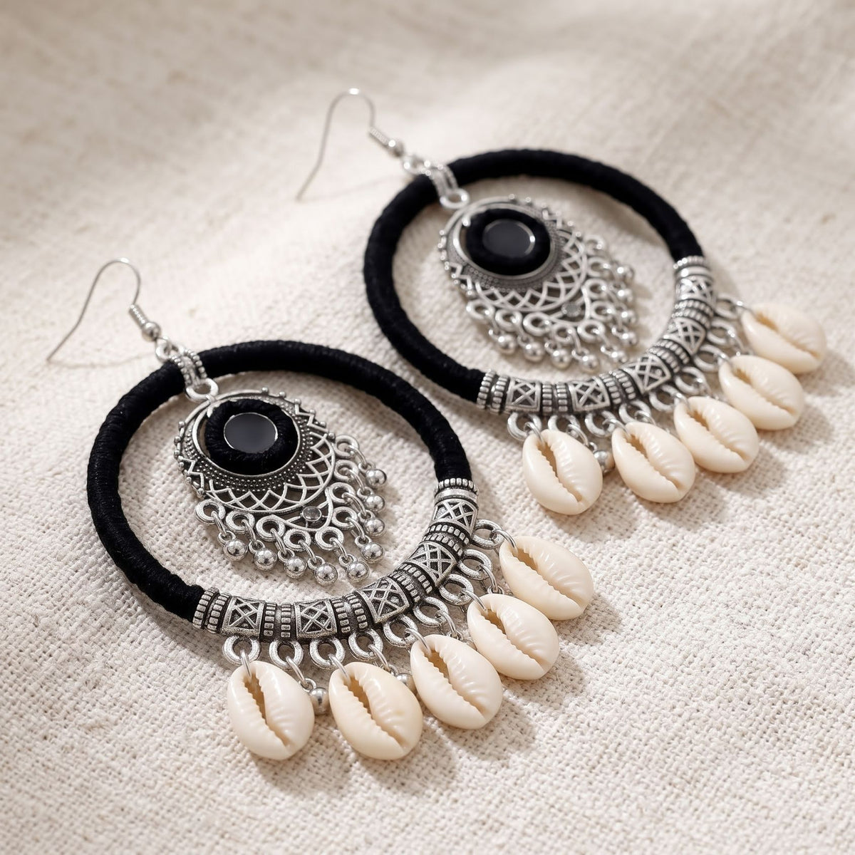 Kaali Kodi Mirror-Style Oxidised Hoop Earrings