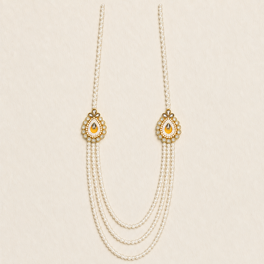 Pearl and Gold Kundan Layered Shringar Haar