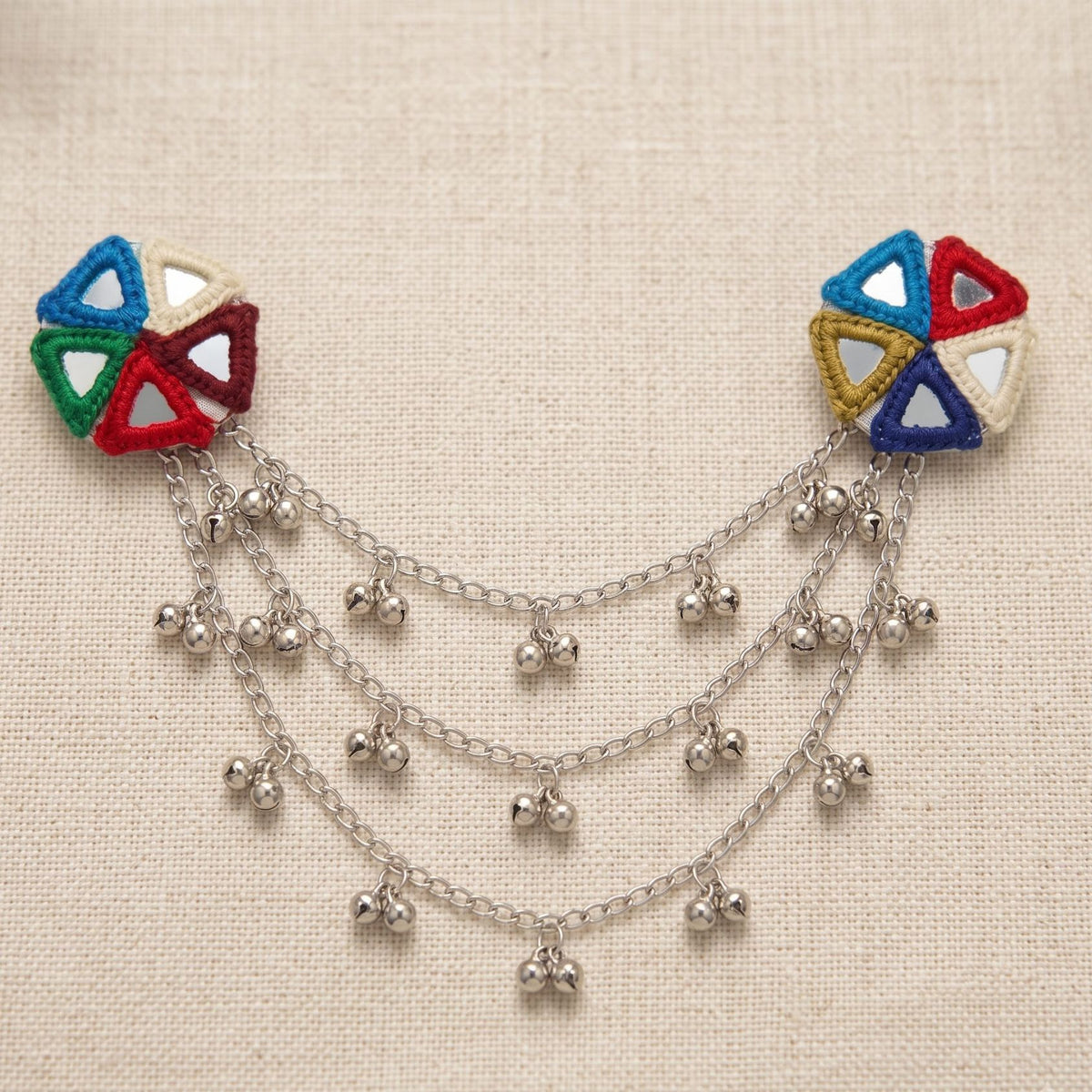 Navrang Trikon Ghughri Hair Chain Clip Pair