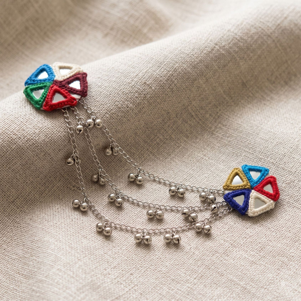 Navrang Trikon Ghughri Hair Chain Clip Pair