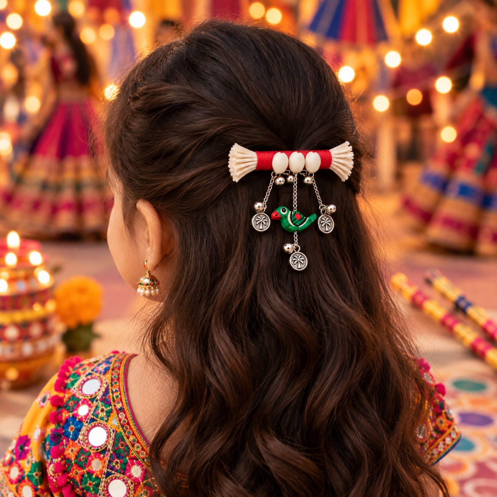 Popat Kodi Ghughri Festive Hair Clip - image 1