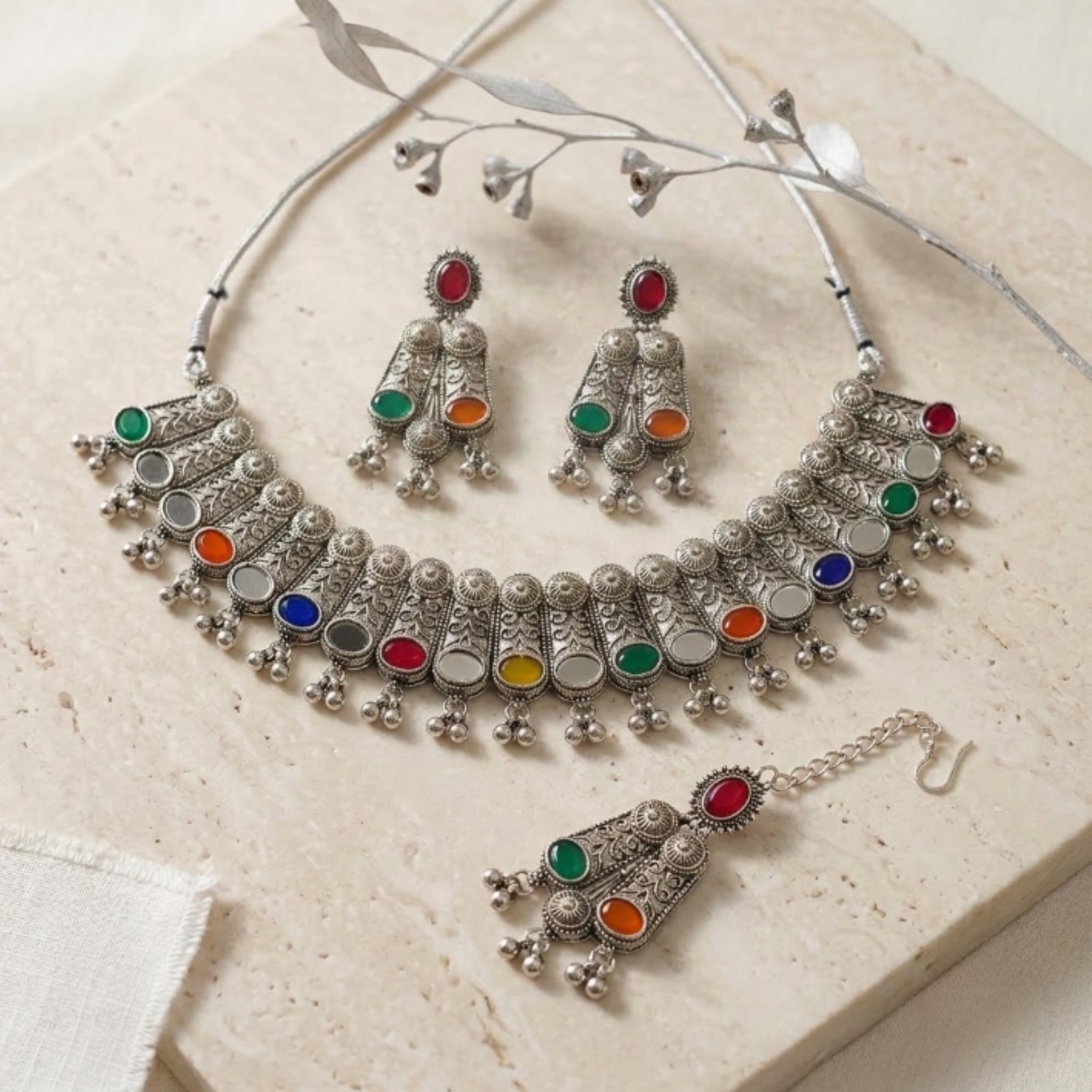 Navrang Ghughri Oxidised Choker Set