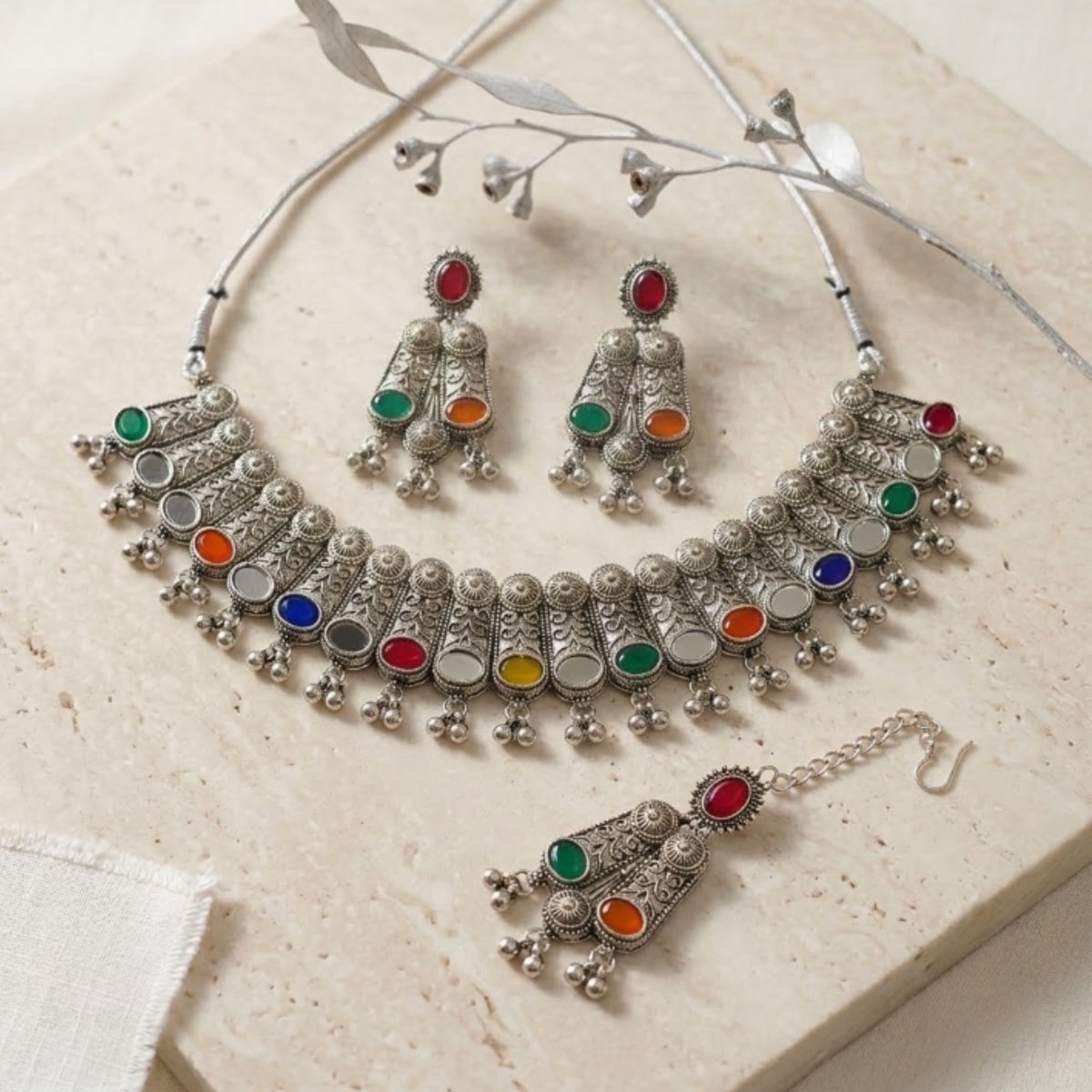 Navrang Ghughri Oxidised Choker Set