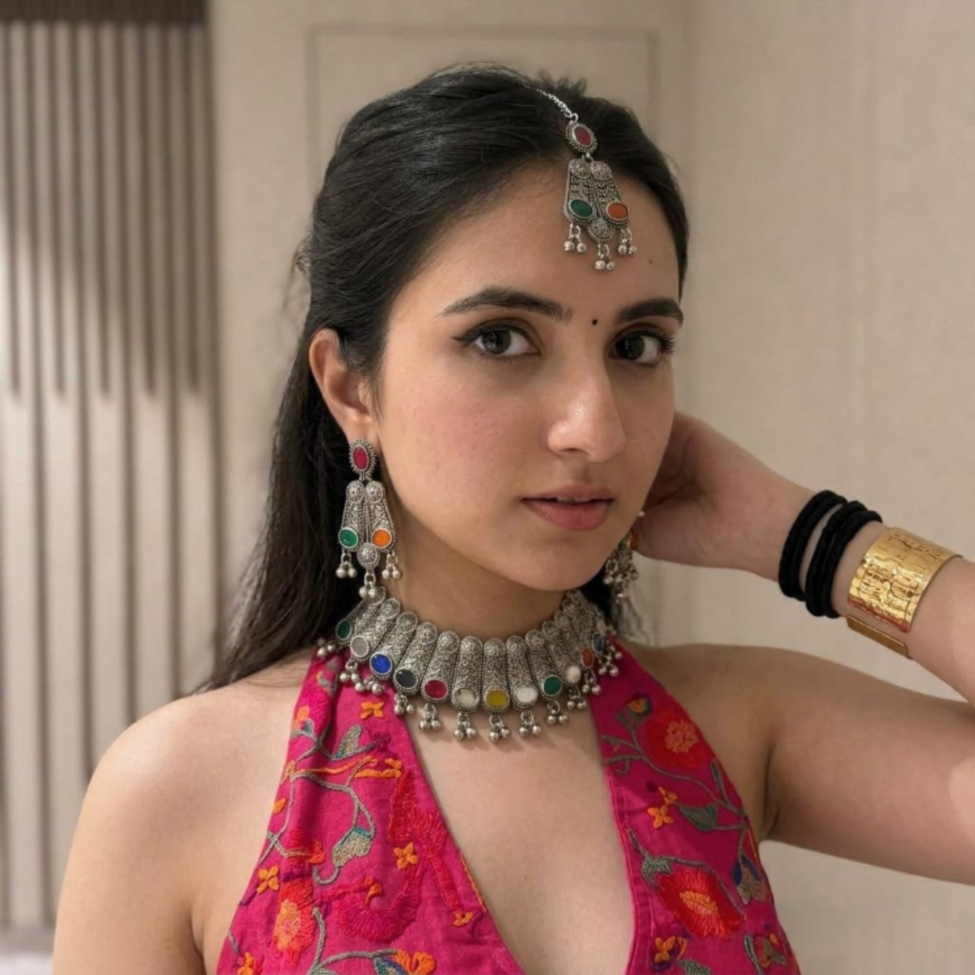 Navrang Ghughri Oxidised Choker Set