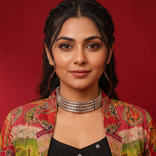 Panchdhara Oxidised Coil Choker