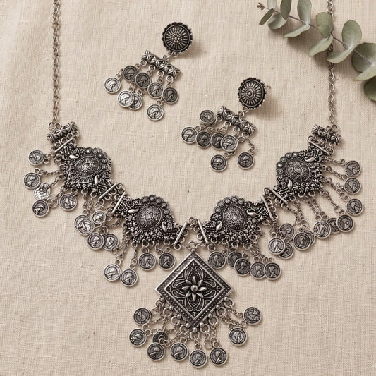 Chowk Sikka Oxidised Necklace Set