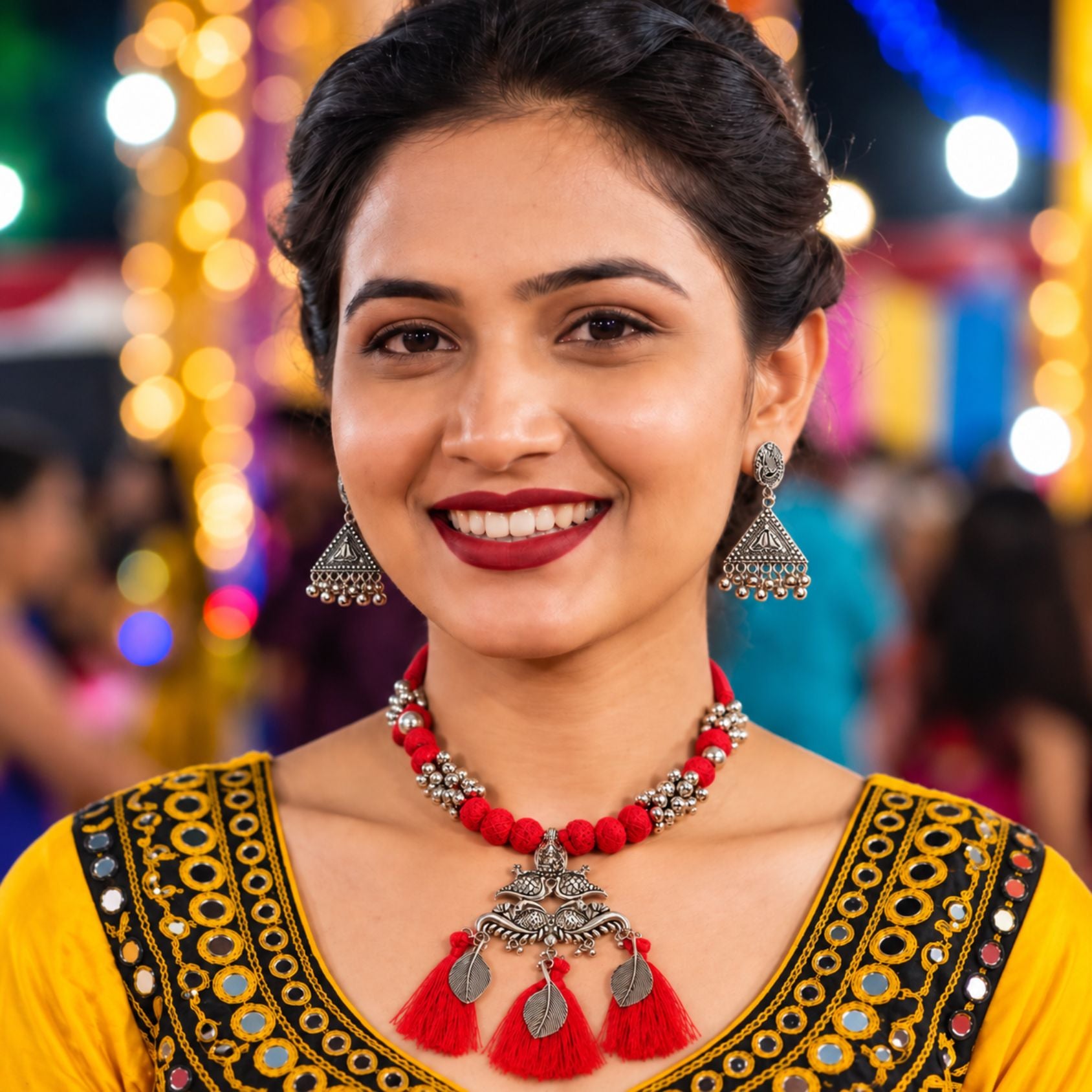 Laal Mor Pankh Tassel Necklace Set