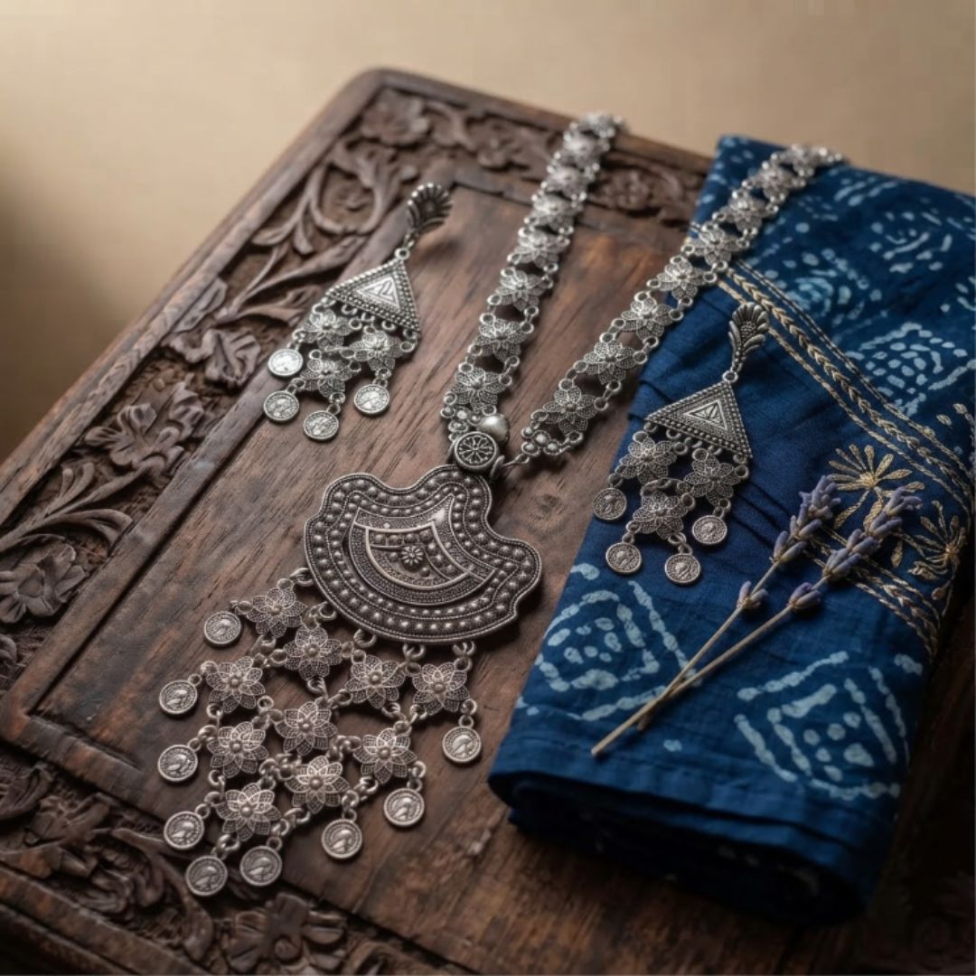Chand Raas Floral Oxidised Necklace Set