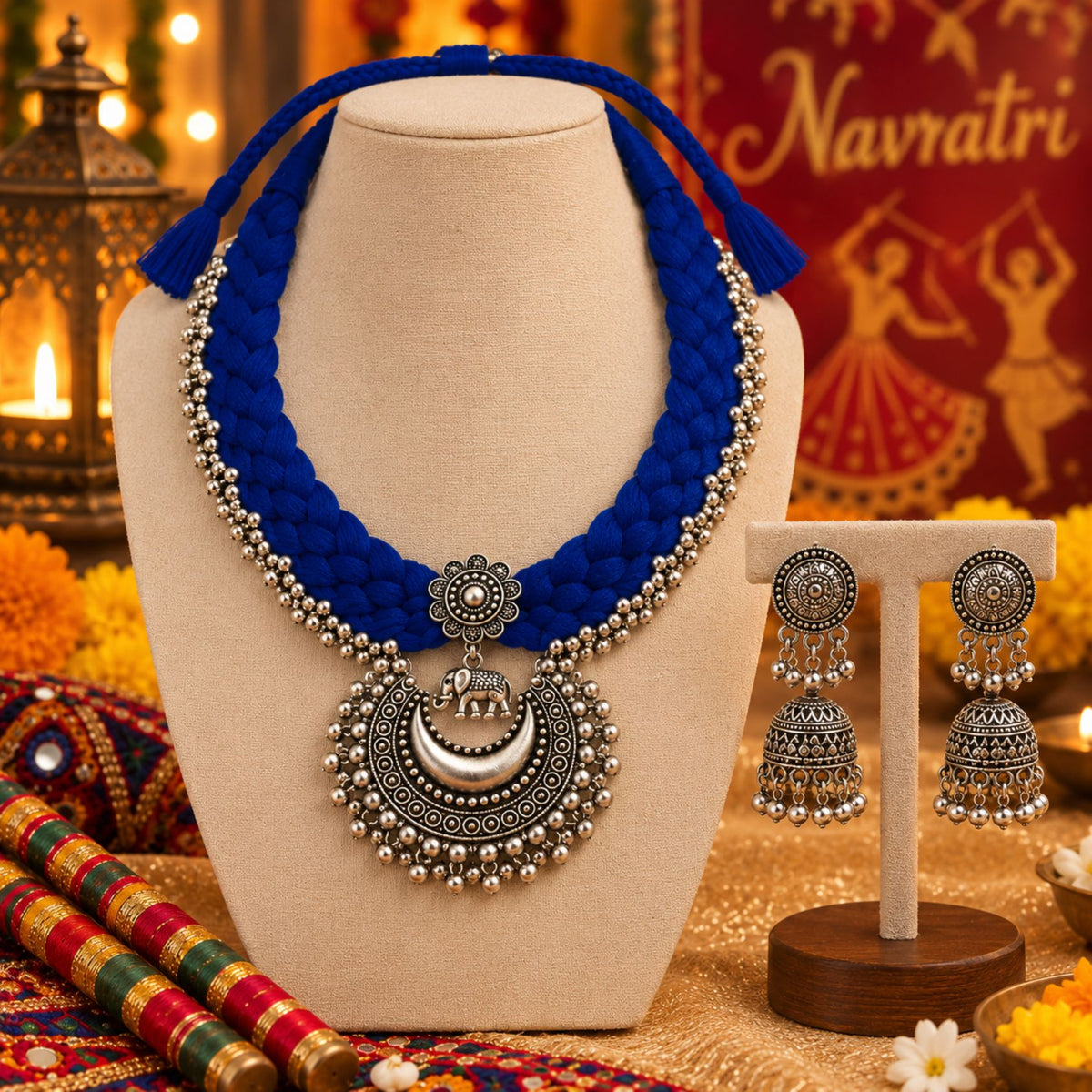 Neel Chand Dori Oxidised Necklace Set - image 2