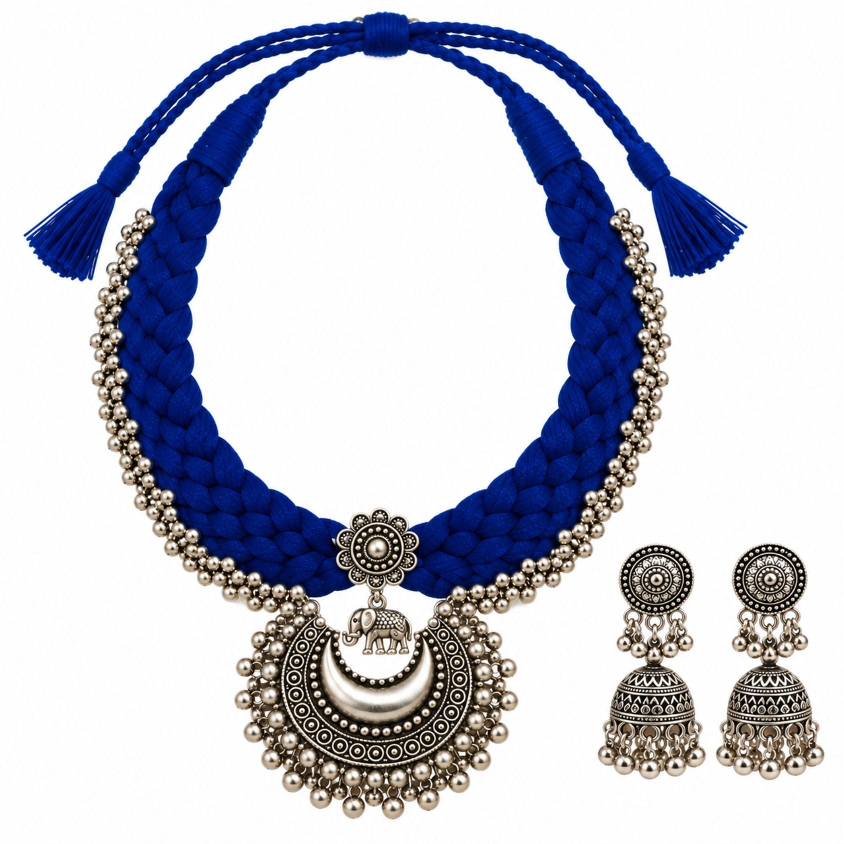 Neel Chand Dori Oxidised Necklace Set - image 3