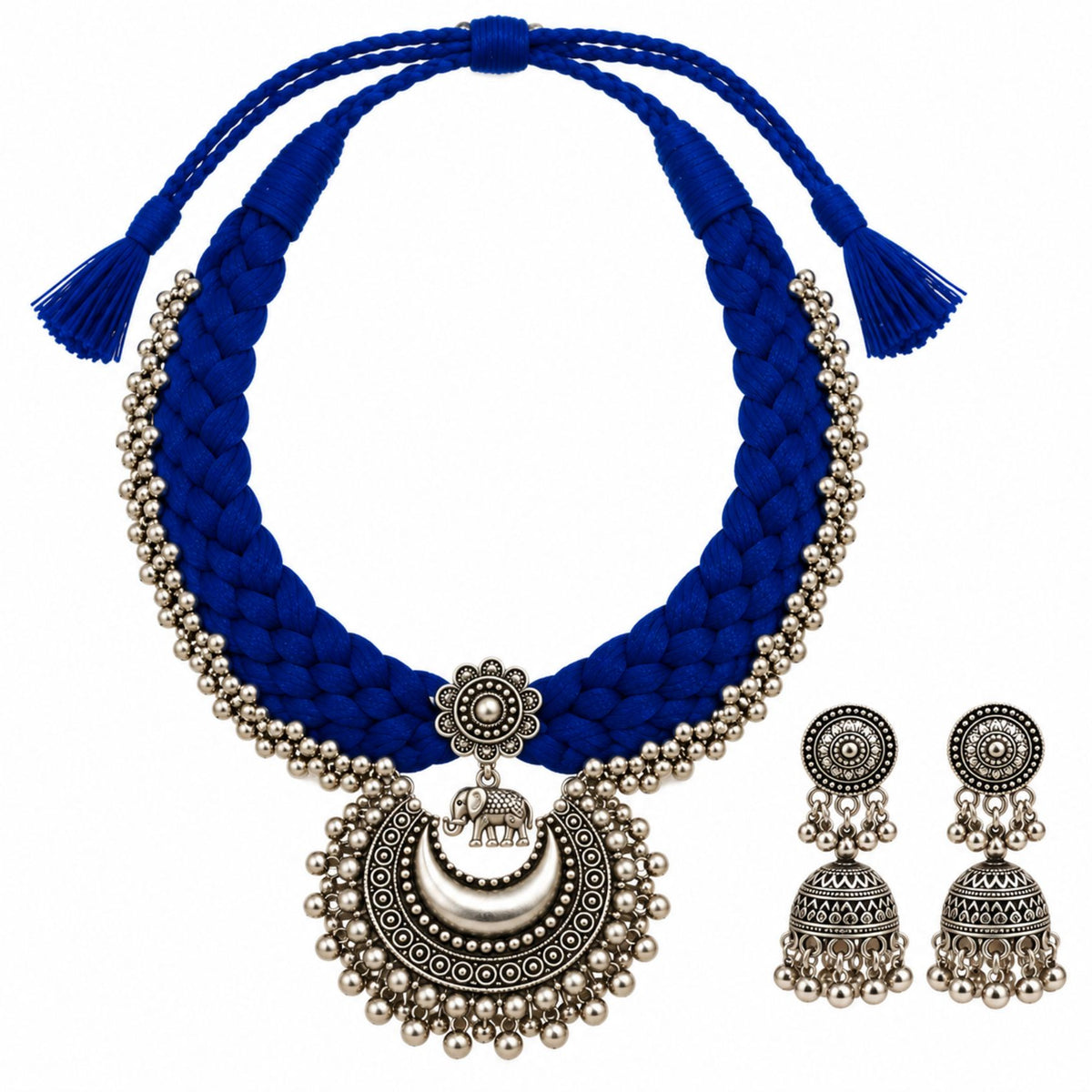 Neel Chand Dori Oxidised Necklace Set - image 3