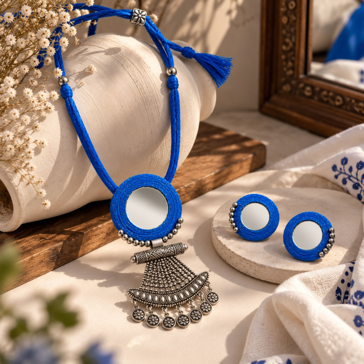 Neel Abhla Dori Oxidised Necklace Set - image 4