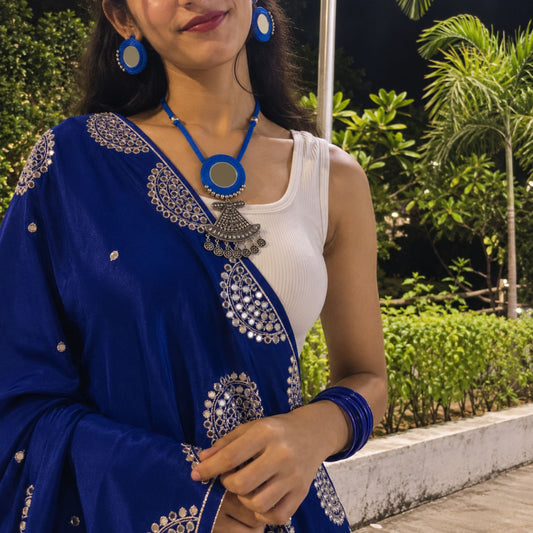 Neel Abhla Dori Oxidised Necklace Set - image 5