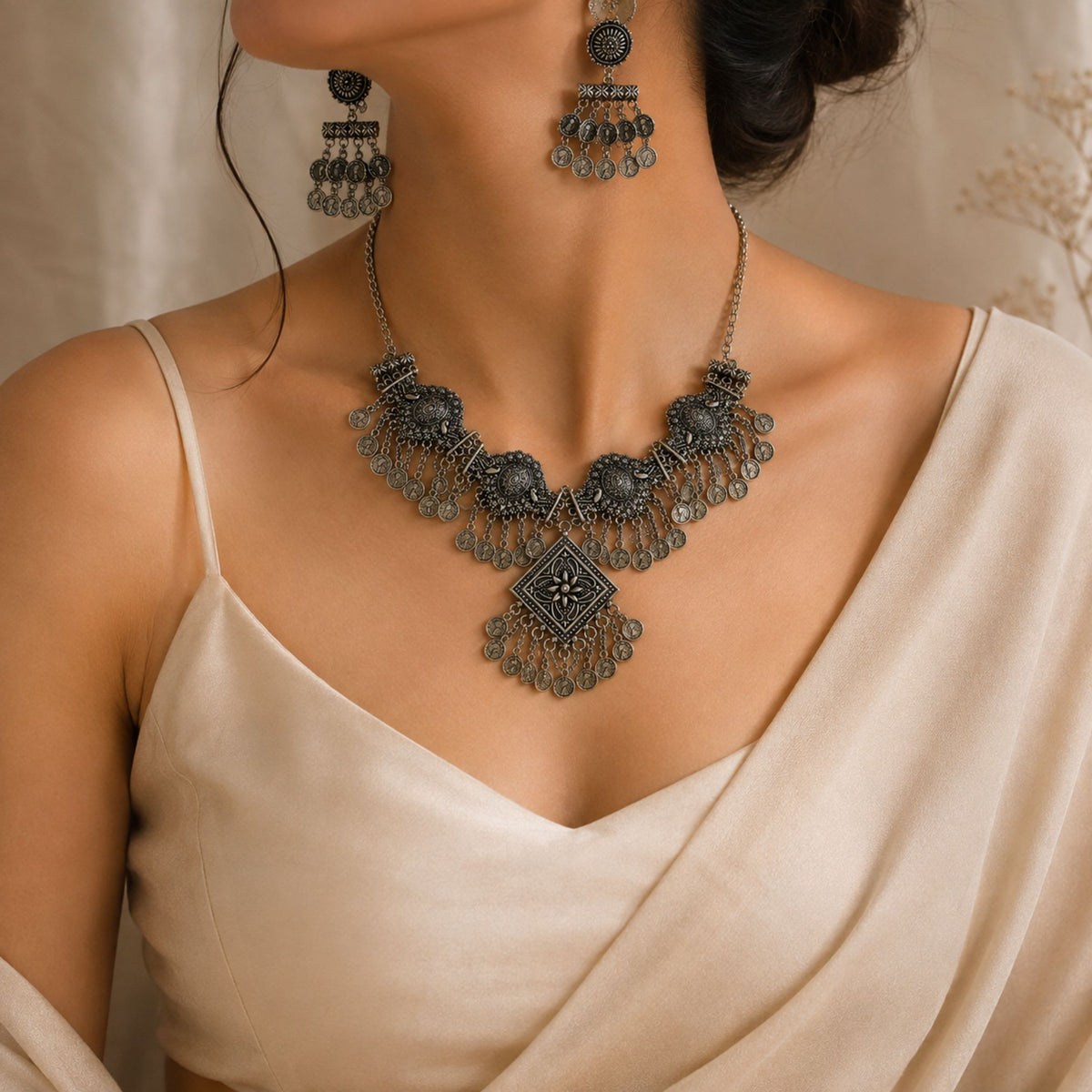 Chowk Sikka Oxidised Necklace Set - image 1