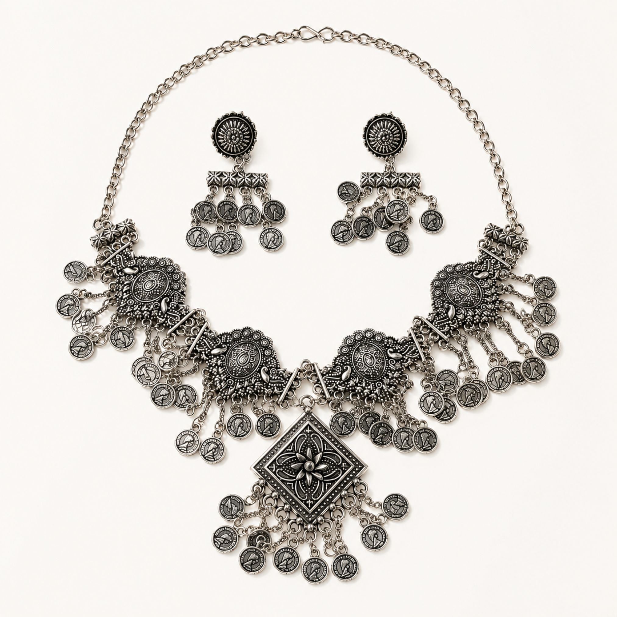 Chowk Sikka Oxidised Necklace Set - image 2