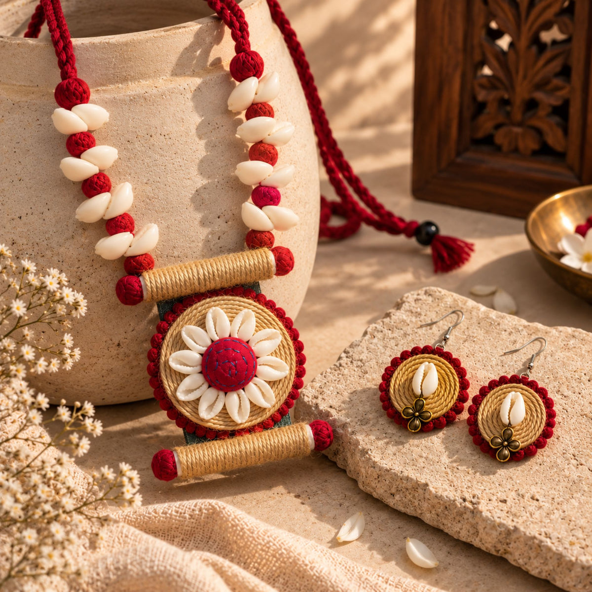 Kanku Kodi Phool Thread Necklace Set - image 3