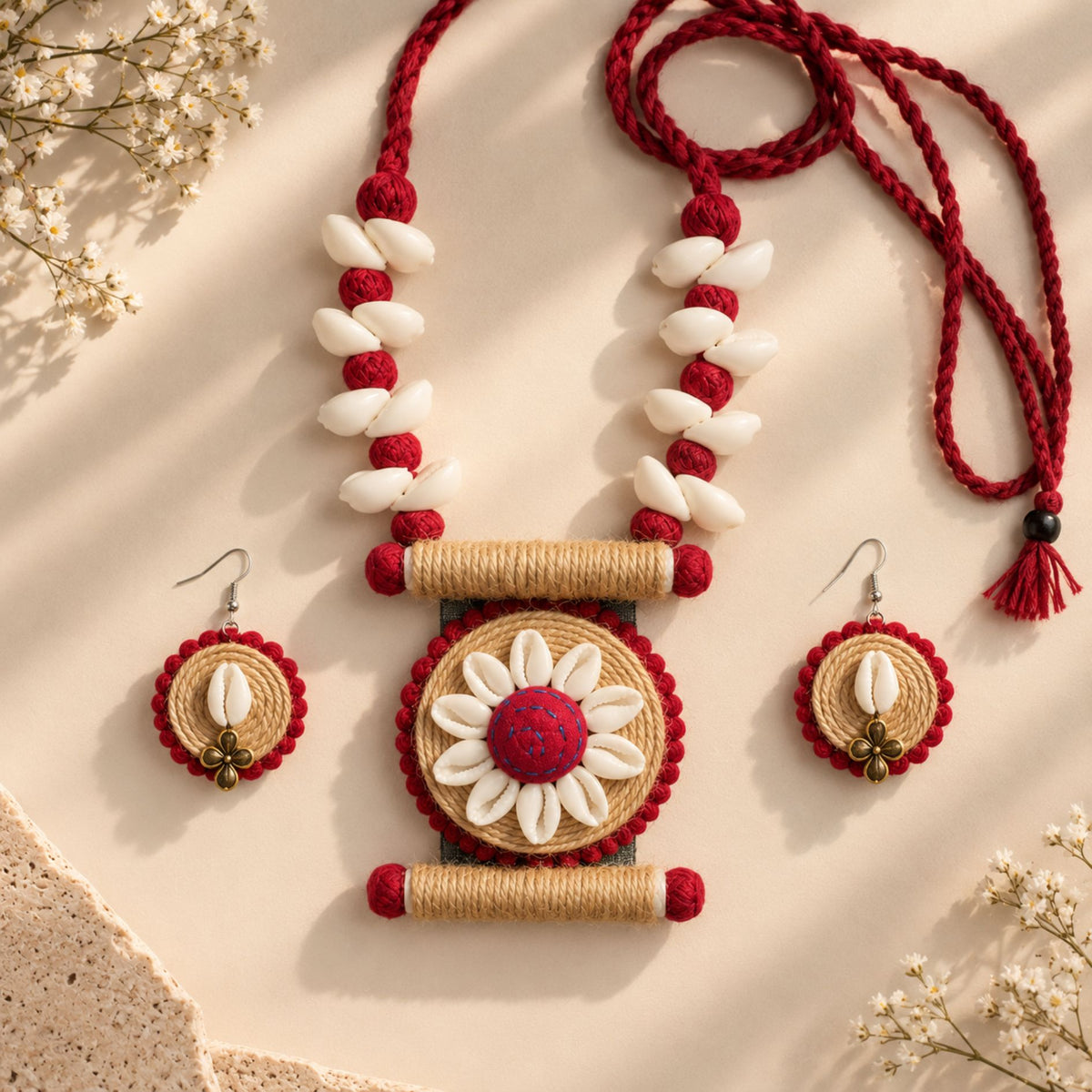 Kanku Kodi Phool Thread Necklace Set - image 4