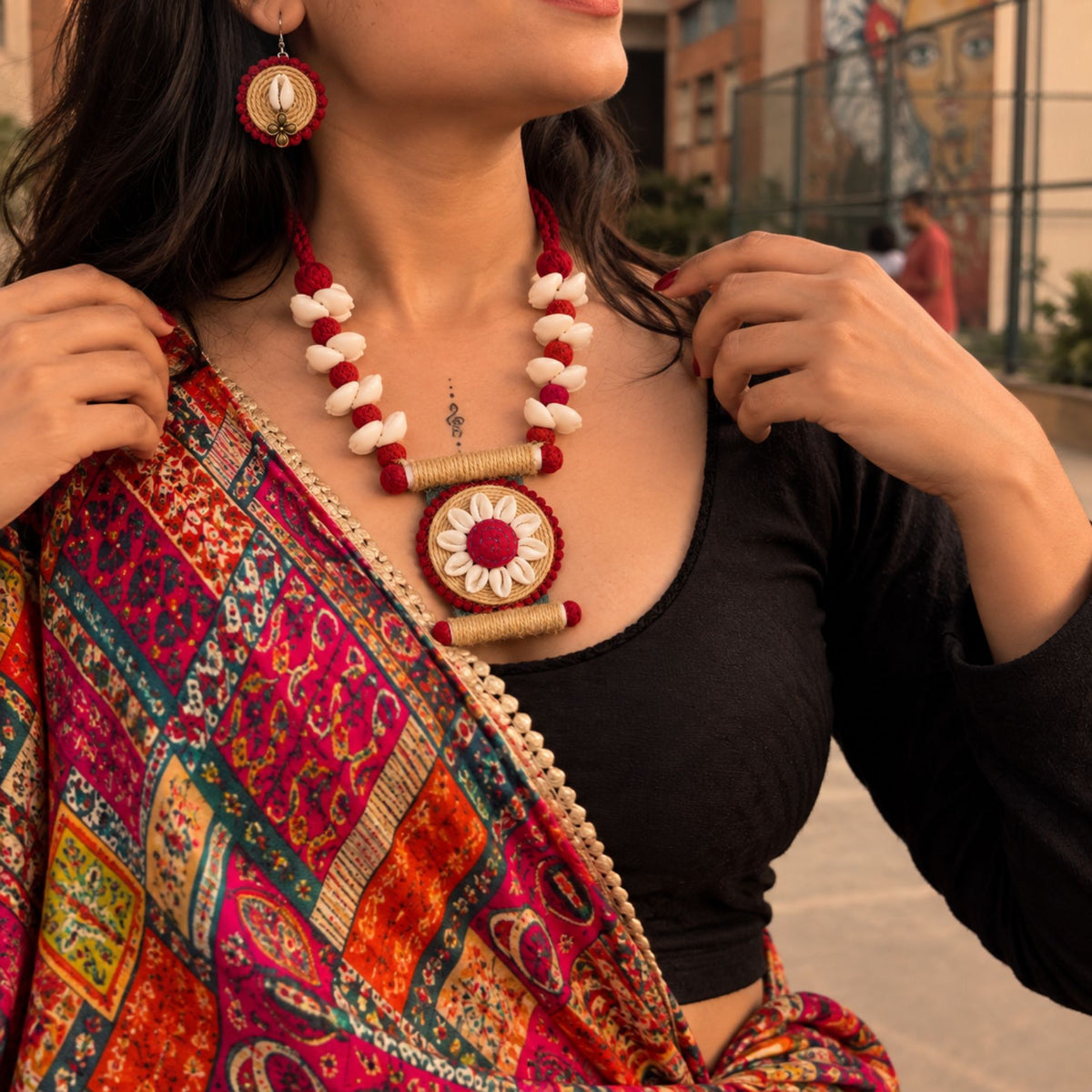 Kanku Kodi Phool Thread Necklace Set - image 5