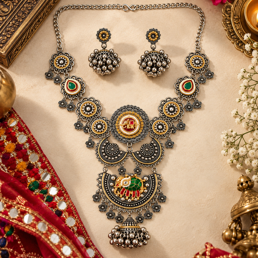 Gajraaj Chand Mandal Dual-Tone Necklace Set - image 2