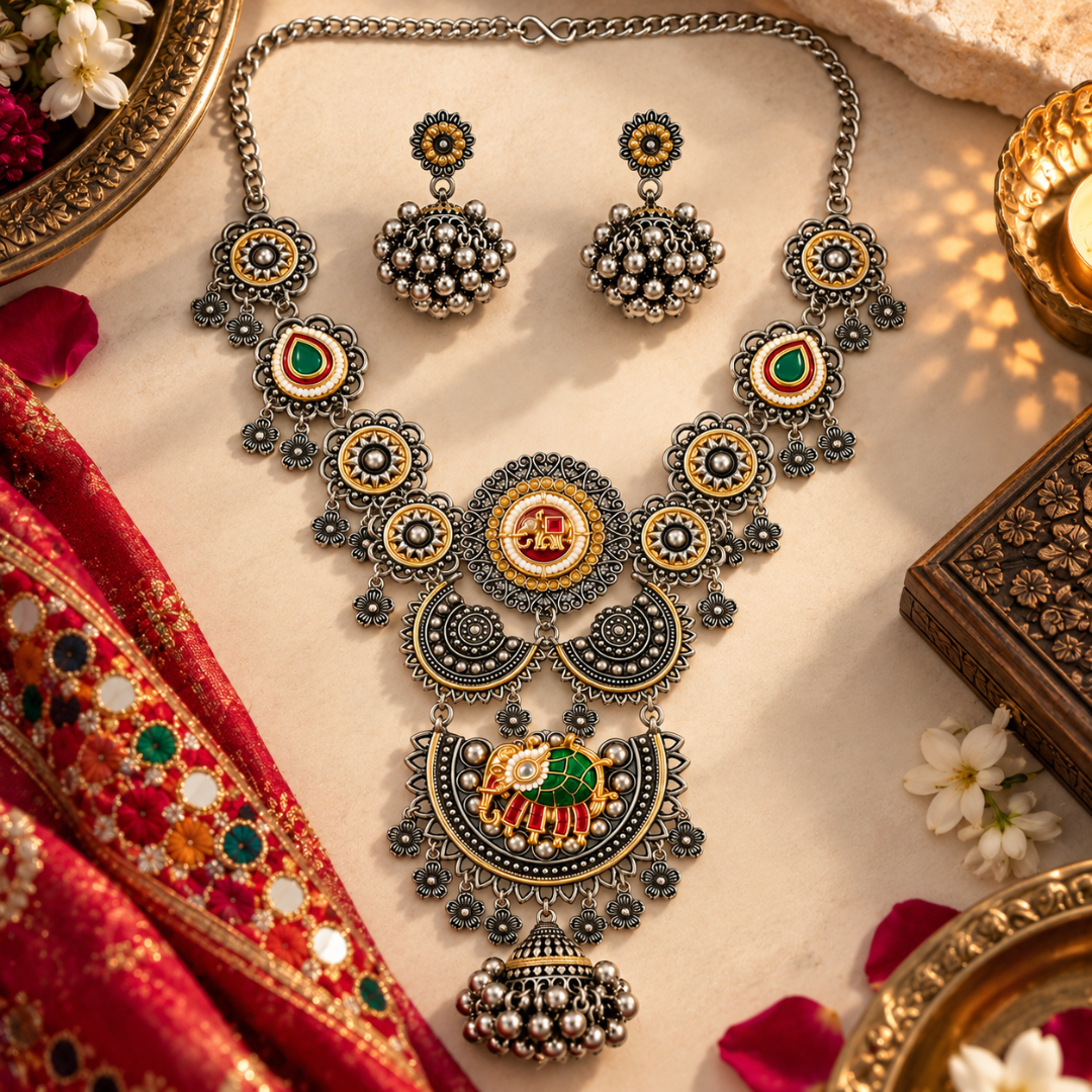 Gajraaj Chand Mandal Dual-Tone Necklace Set - image 3