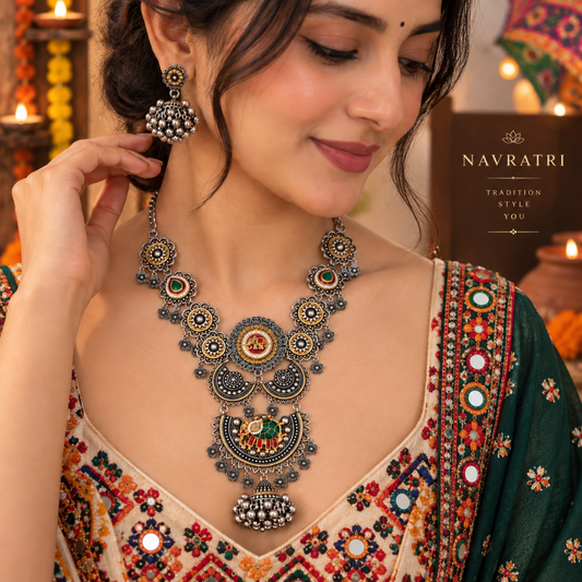 Gajraaj Chand Mandal Dual-Tone Necklace Set - image 4