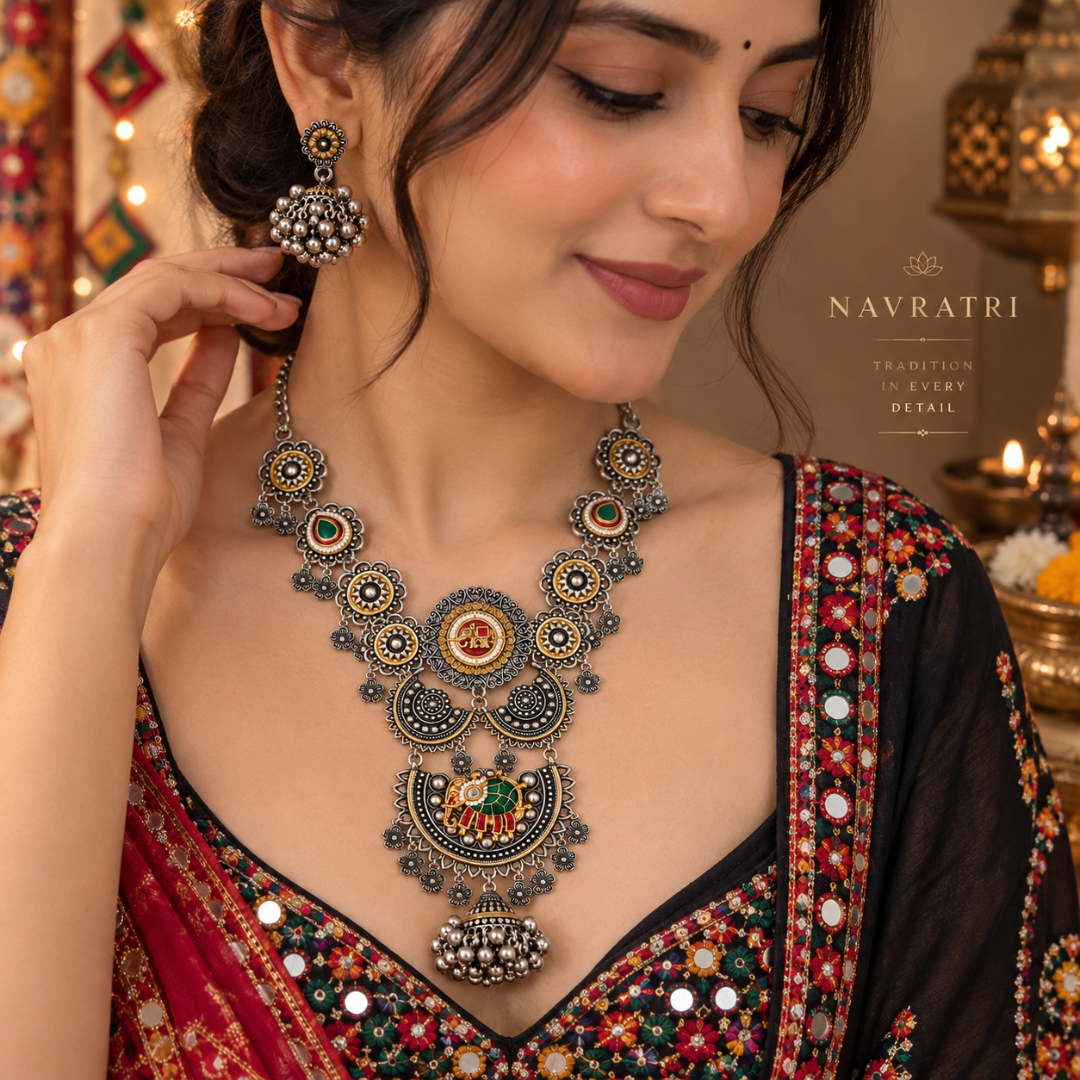 Gajraaj Chand Mandal Dual-Tone Necklace Set - image 5