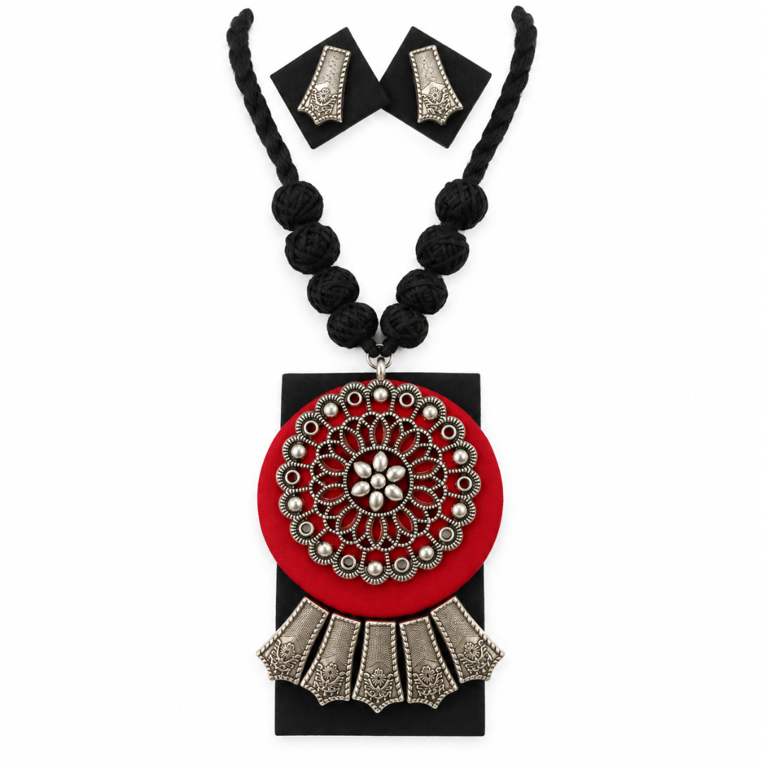 Kanku Mandal Fabric Necklace Set - image 1