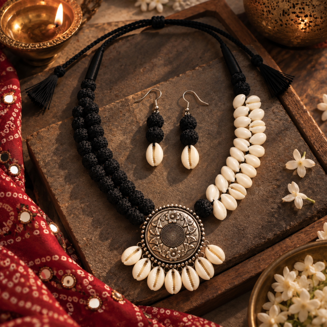 Kaali Kodi Mandal Thread Necklace Set - image 3
