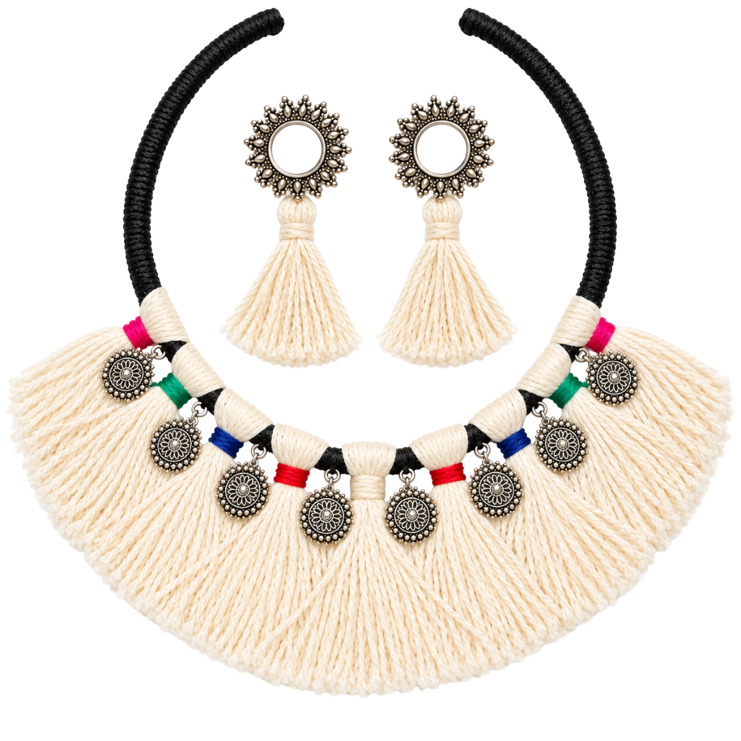 Dhola Latkan Mandal Festive Necklace Set - image 1